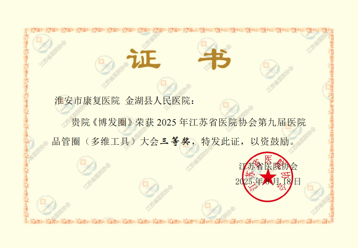 2025年江苏省医院协会第九届医院品管圈(多维工具)大会三等奖